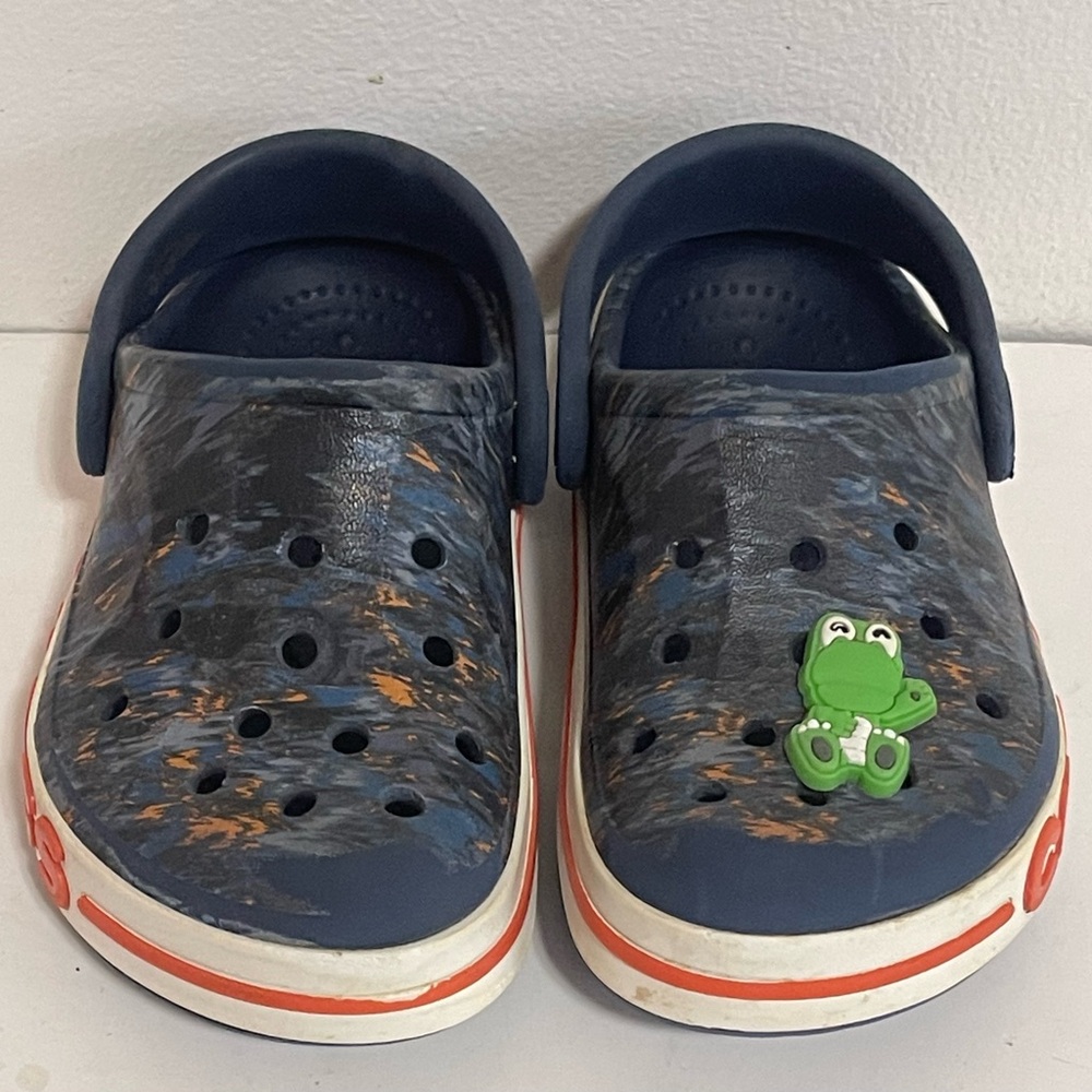 Toddler Navy, Orange Marbled Crocs C8